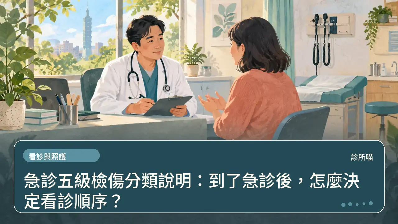 急診五級檢傷分類說明：到了急診後，怎麼決定看診順序？主題插畫