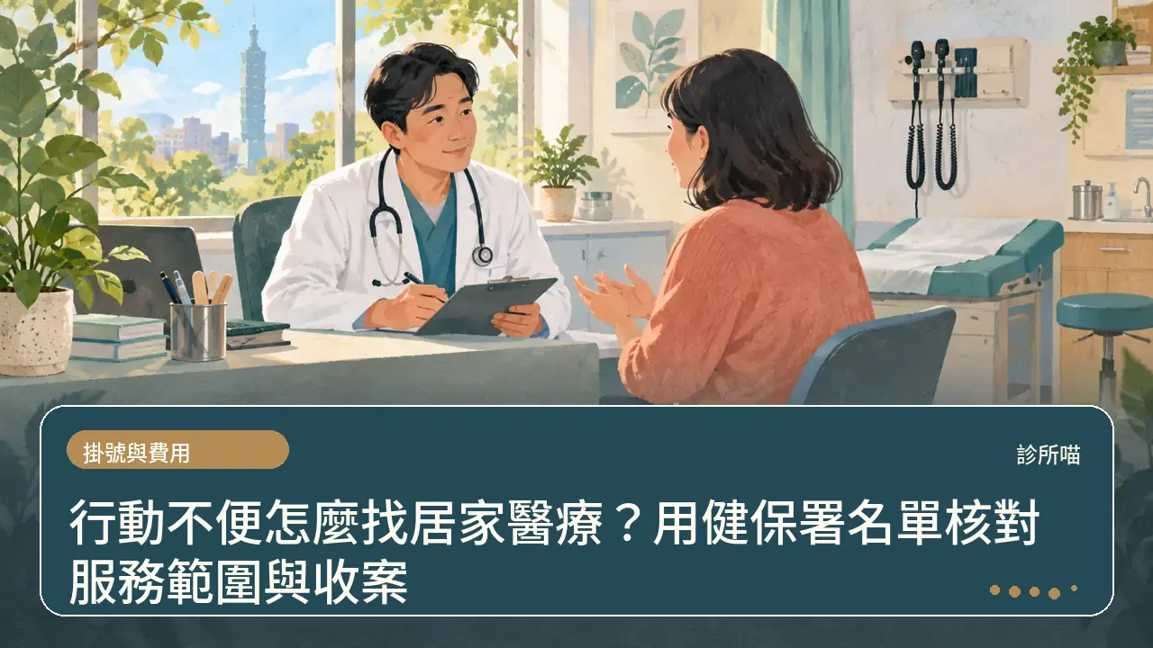 行動不便怎麼找居家醫療？用健保署名單核對服務範圍與收案主題插畫