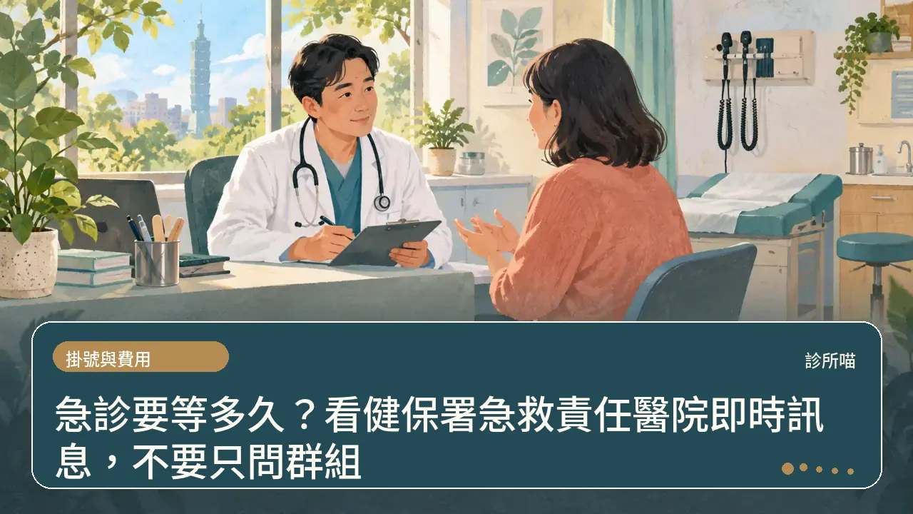 急診要等多久？看健保署急救責任醫院即時訊息，不要只問群組主題插畫