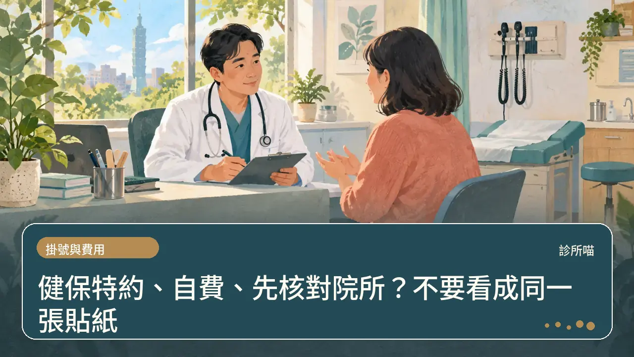 健保特約、自費、先核對院所？不要看成同一張貼紙主題插畫